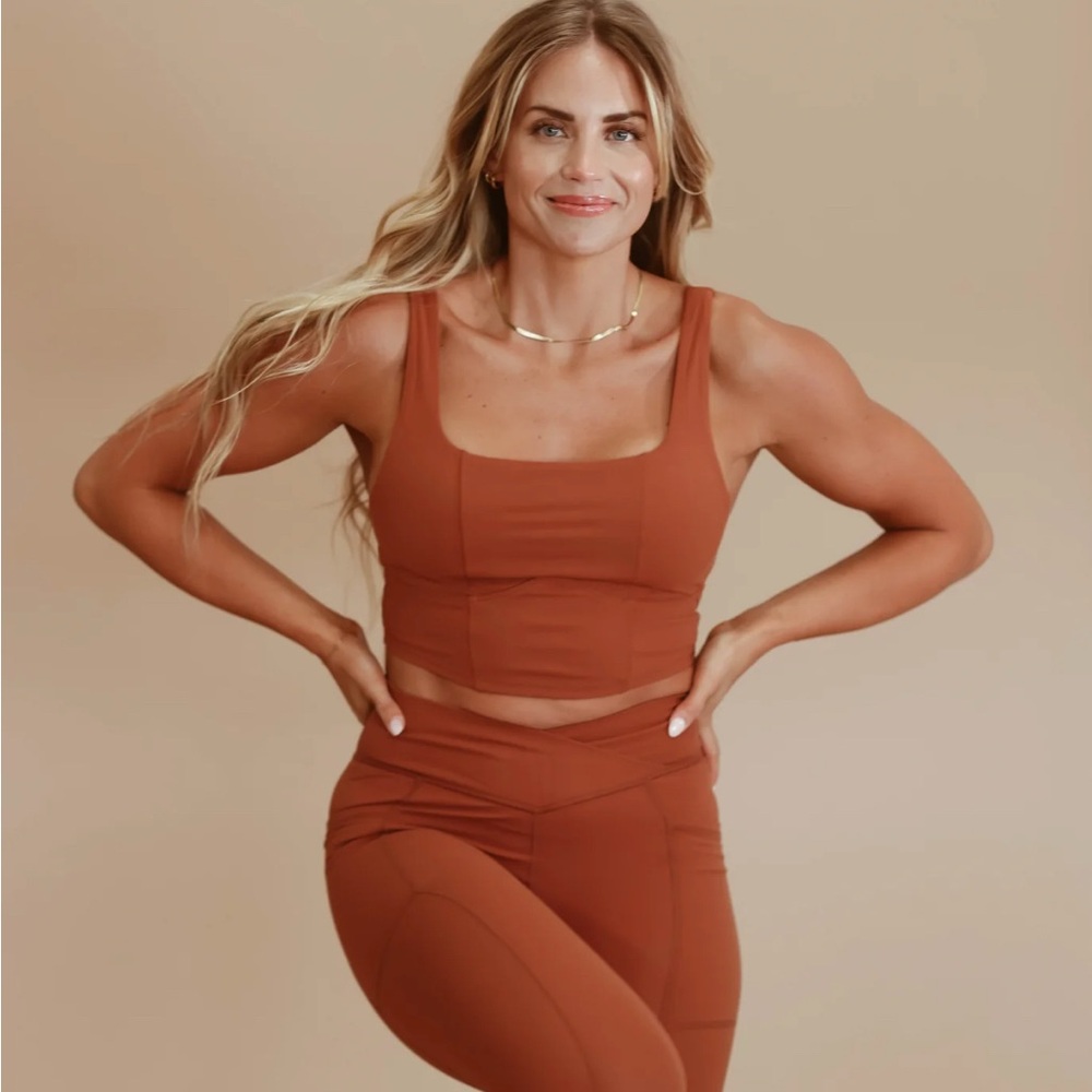 Cara Loren Active corset style tank rust color